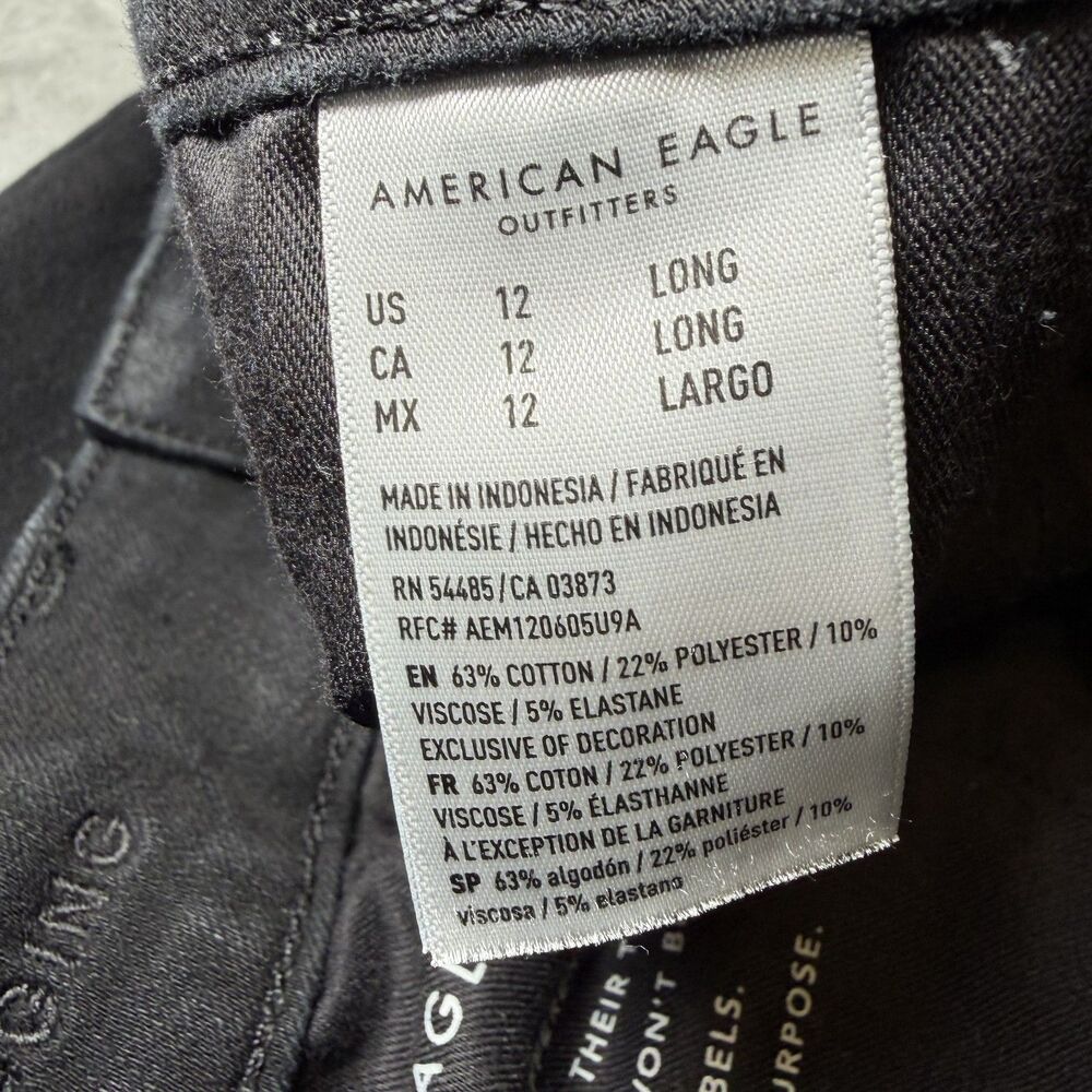 American Eagle Womens Size 12 Long The Dream Jean Black High Rise Jegging Skinny - Picture 5 of 16